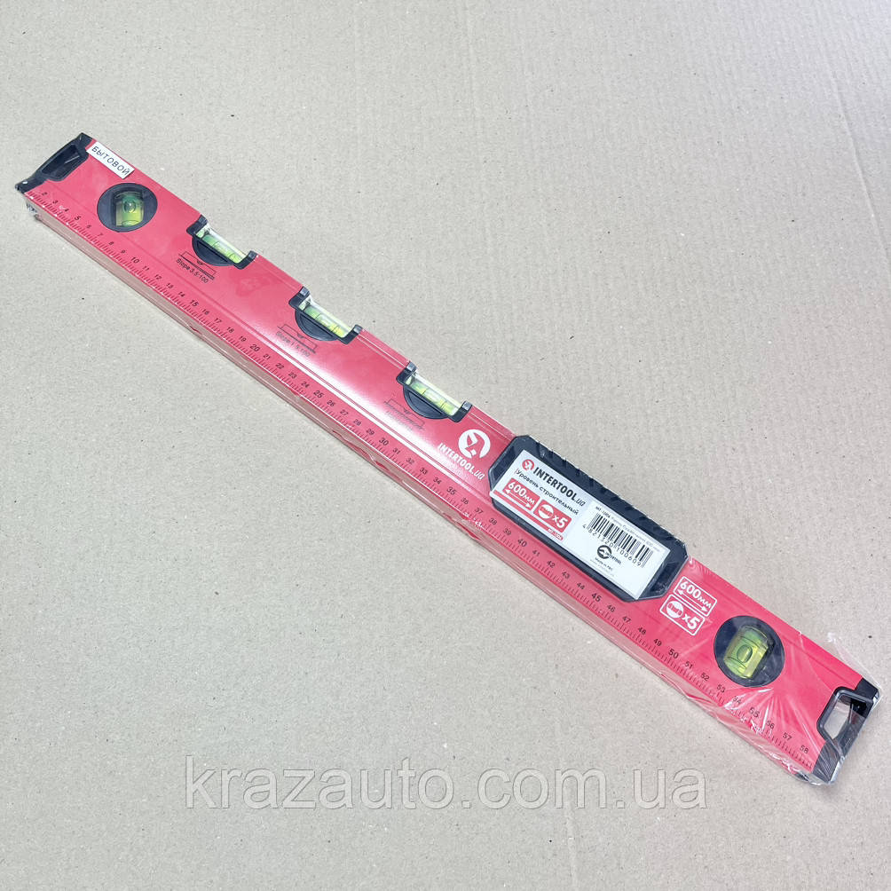 Рівень спеціальний 600 мм, 5 оченят INTERTOOL MT-1006, фото 1