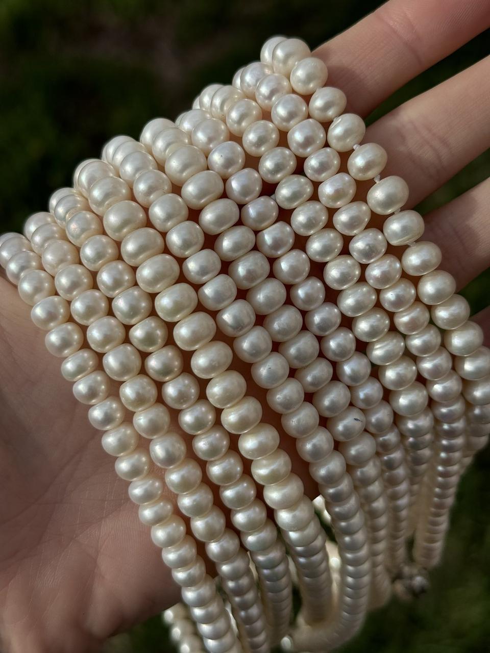 Натуральный жемчуг, размер бусин 6-7 мм, 32 бусини, фото 1
