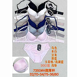 Комплект спідньої білизни (Бюстгальтер + Трусики) "Фабричний Китай" (В пакованні 1 колір) Розмір: 32,34,36 (29048)