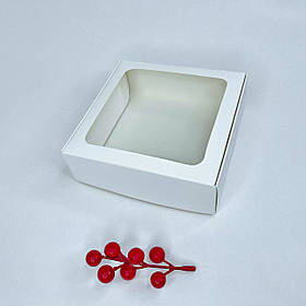 ▶ УЦІНКА! Коробка для зефіру, 150*150*50 мм, з вікном, біла