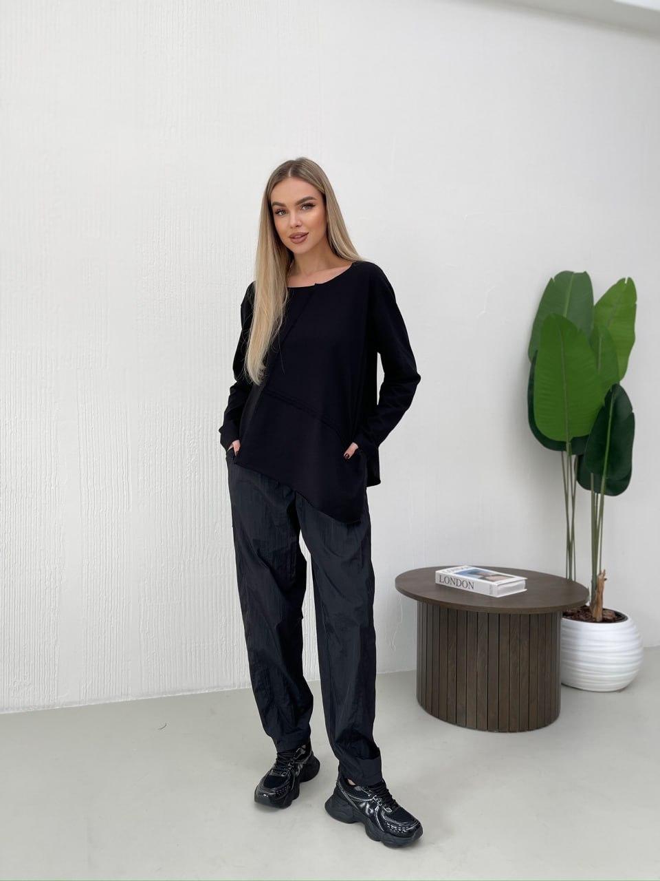 Жіночі брюки карго onesize 40-46 плащівка широкі з резинкою на талії