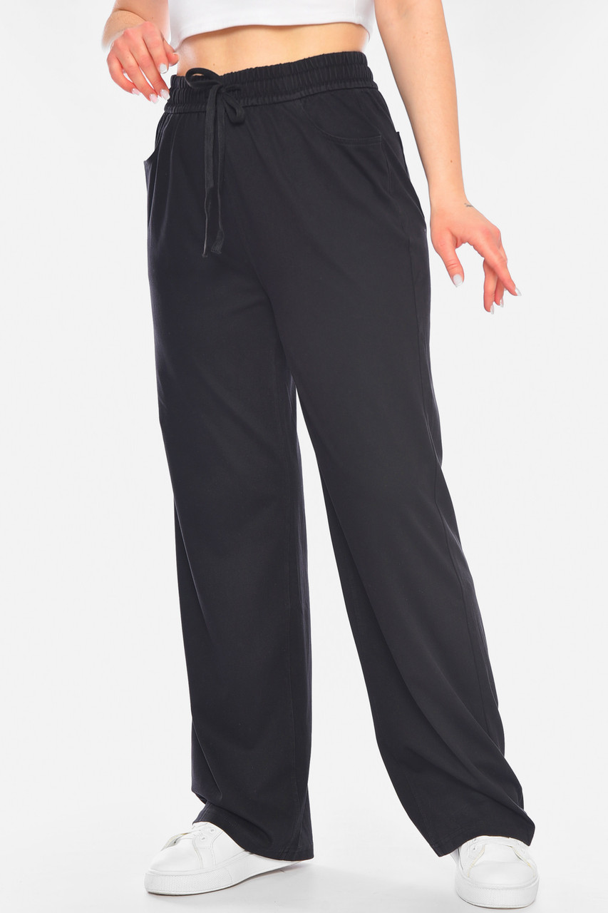 Штани жіночі однотонні напівбатальні чорного кольору р.7XL/8XL 198242S, фото 1