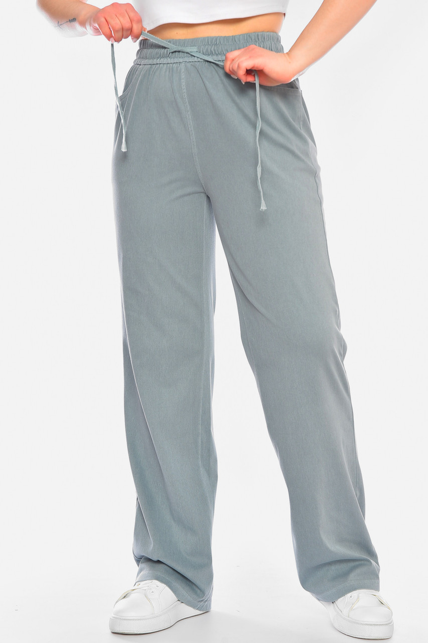 Штани жіночі однотонні напівбатальні блакитного кольору р.9XL/10XL 198245S, фото 1