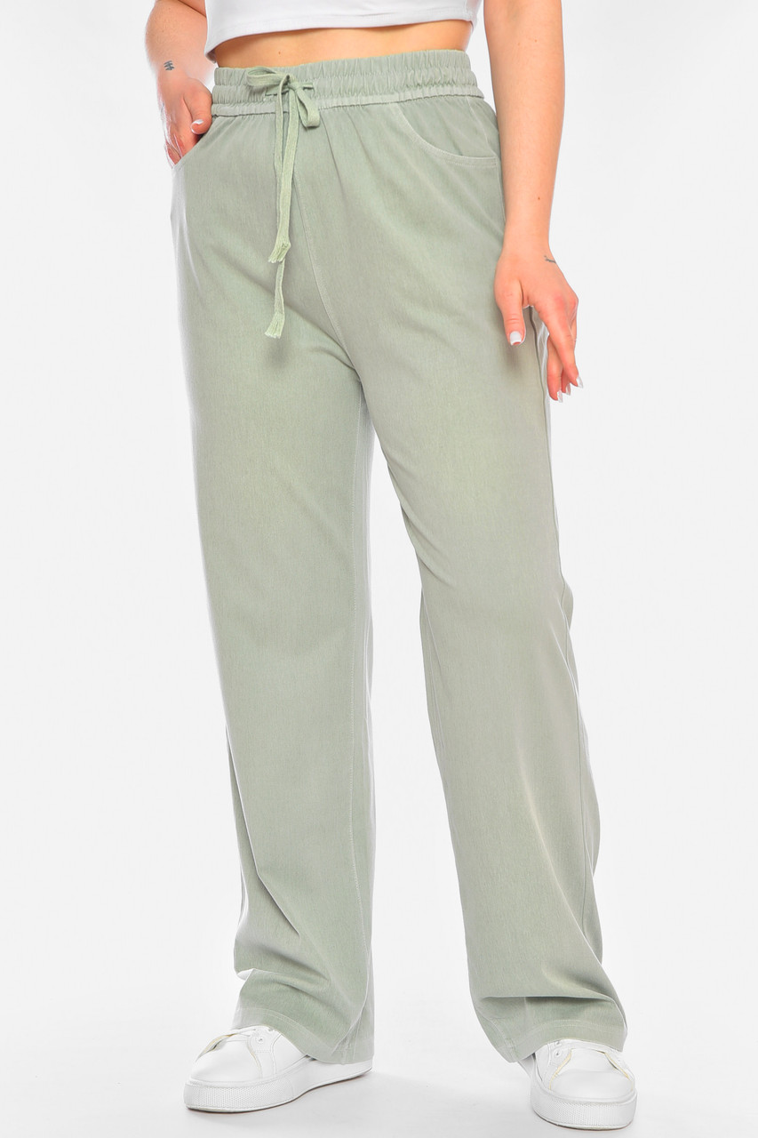 Штани жіночі однотонні напівбатальні м'ятного кольору 198247S, фото 1