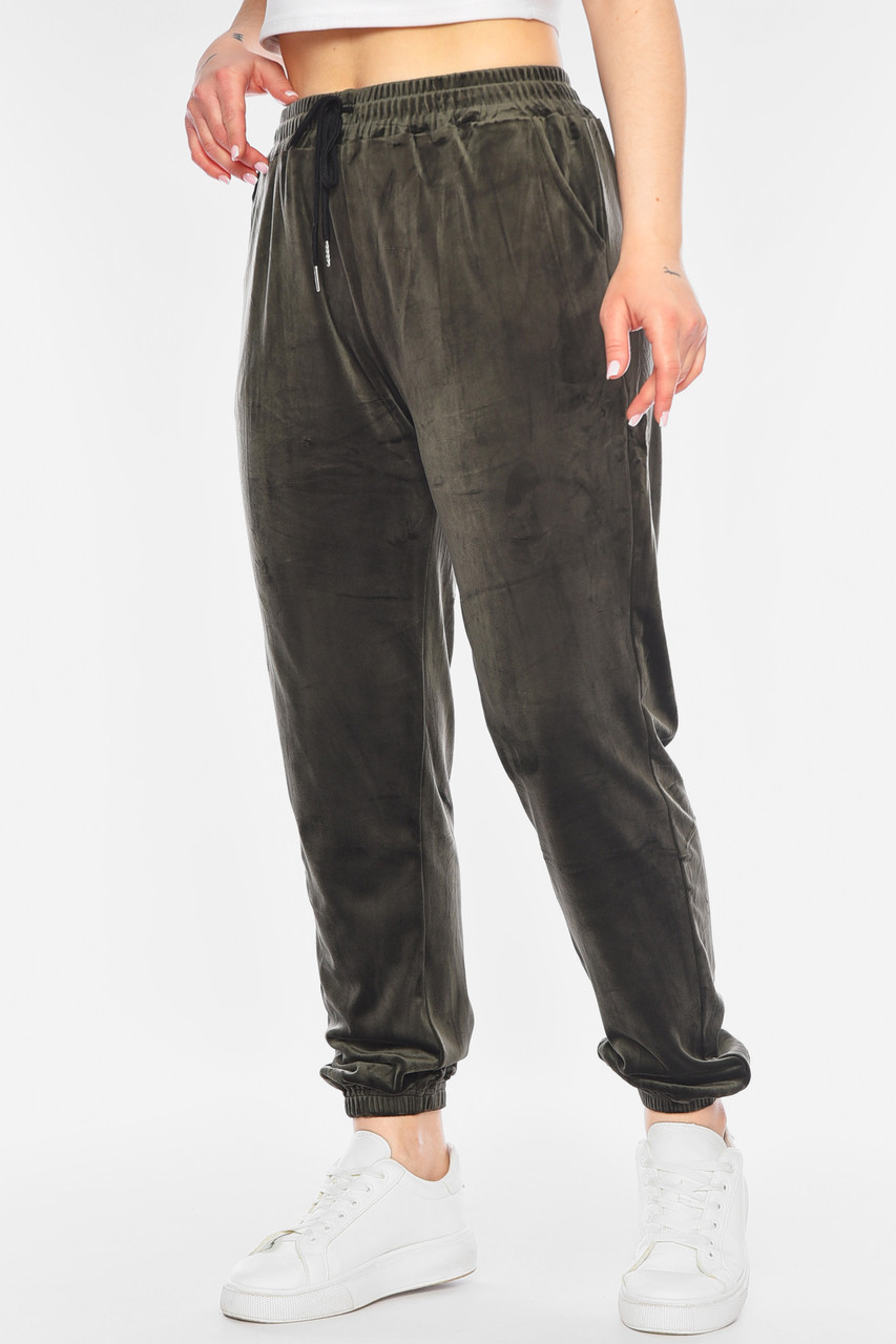 Штани жіночі велюрові зеленого кольору р.4XL/5XL 198356S, фото 1