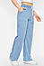 Штани жіночі однотонні блакитного кольору 198389S, фото 2