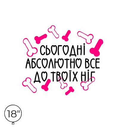 Наліпка на кулю 18" - Сьогодні абсолютно все до твоїх ніг, фото 1
