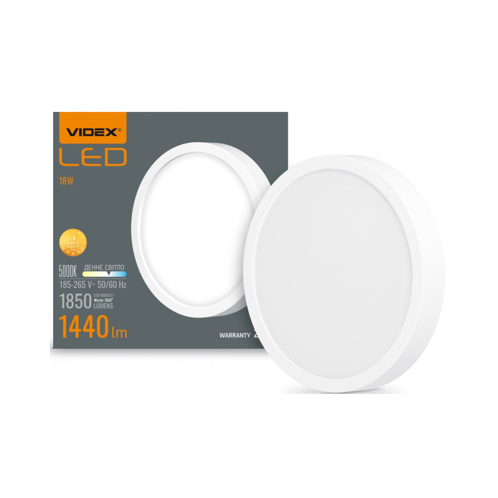 LED Світильник круглий накладний VIDEX 18W 5000K White VL-DLRS-185
