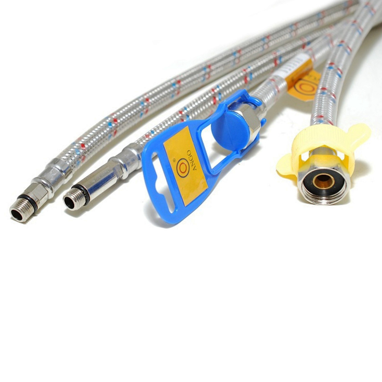 Шланг для води гнучка підводка для змішувача Ango 1/2 дюйма М10 40 см нержавіюча сталь в силіконі пара, фото 1