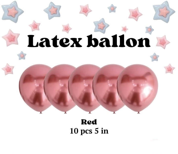 Латексні кулі набір 5 дюймів колір red хромовані 10 шт. у наборі, фото 1