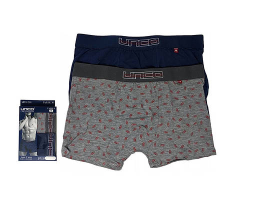 Труси-боксери чоловічі UNCO Underwear (2 шт.) XL Grey/Blue, фото 3