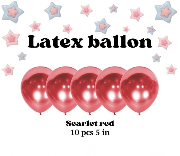 Повітряна куля Хромована 5 дюймів пачка 10 штук червона scarlet red, фото 1