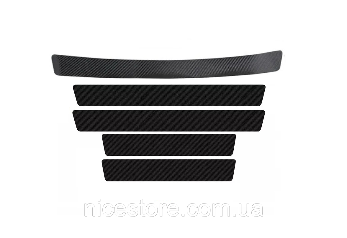 Наклейки на пороги та задній бампер заокруглена карбонові без логотипа всі моделі та інші марки автомобілів, фото 1
