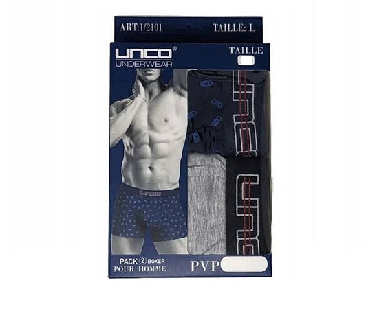 Труси-боксери чоловічі UNCO Underwear (2 шт.) M Blue/Grey, фото 4
