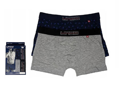 Труси-боксери чоловічі UNCO Underwear (2 шт.) M Blue/Grey, фото 3