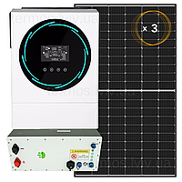 Гібридна сонячна електростанція 3,2кВт з резервом 2,56кВт*год, фотомодулями 1,3кВт і LiFePO4АКБ
