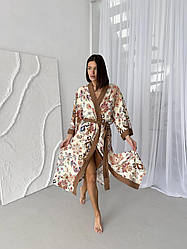 Жіночий халат кімоно довгий Boho Chic, карамель