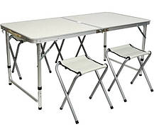 Стіл алюмінієва валіза для пікніка зі стільцями білий, фото 5