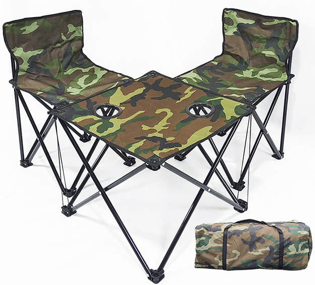 Розкладний квадратний стіл і 2 стільці Камуфляж у сумці для перенесення