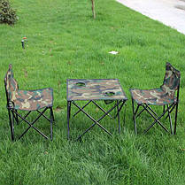 Розкладний квадратний стіл і 2 стільці Камуфляж у сумці для перенесення, фото 3