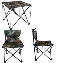 Розкладний квадратний стіл і 2 стільці Камуфляж у сумці для перенесення, фото 4