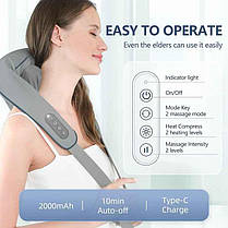 Масажер ударний для шиї та плечей з підігрівом Massager Shoulder Neck SF-L9 (акумуляторний), фото 2