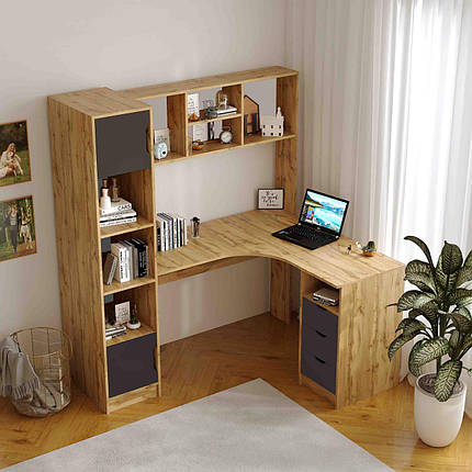 Кутовий стіл Teenager 155х119х170h см корпус Дуб Тахо ТМ Viorina-Deko, фото 1