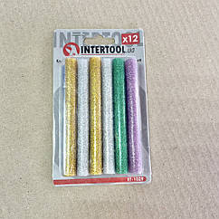 Комплект кольорових перламутрових клейових стрижнів 11.2 мм*100 мм, 12 шт. INTERTOOL RT-1029