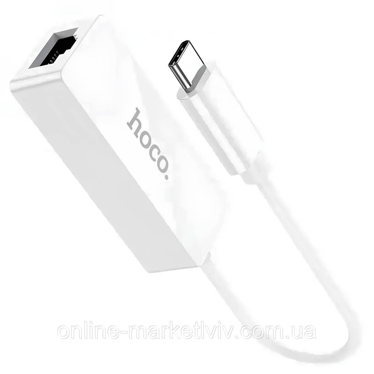 Концентратор з Type-C на RJ45 (100 Mbps) 15 см, Hoco UA22 / Мережевий адаптер Ethernet / Адаптер для інтернету