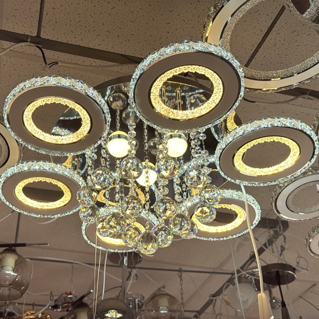 Гарна люстра у вітальню F+Light 222W до 40 кв.м колір Білий + Хром FP-23510-6-3
