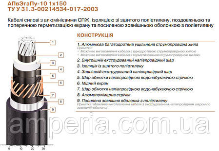 Кабель АПвЭгаПу-10 1х150/25, фото 2