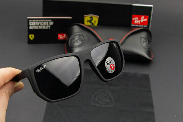 Сонцезахисні окуляри RAY BAN Ferrari поляризаційні UV400 (арт. RB4609) чорні/матова оправа, фото 5