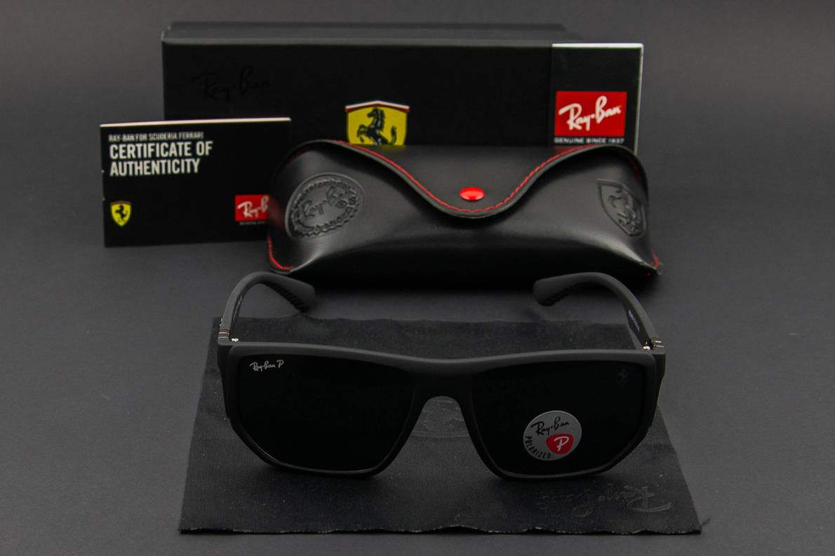 Сонцезахисні окуляри RAY BAN Ferrari поляризаційні UV400 (арт. RB4609) чорні/матова оправа, фото 1