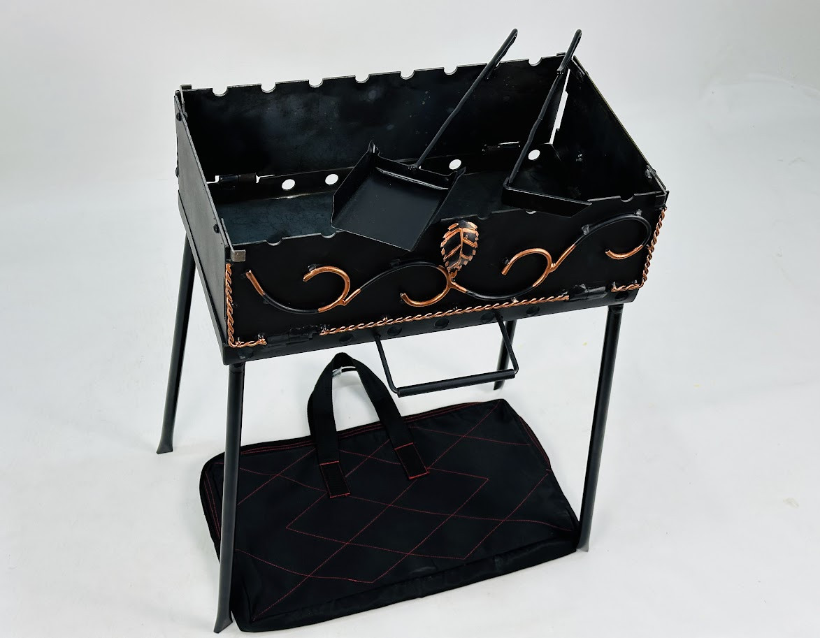 Мангал-валіза кована на 8 шампурів, 3 мм. (мангал, чохол, кочерга і совок)