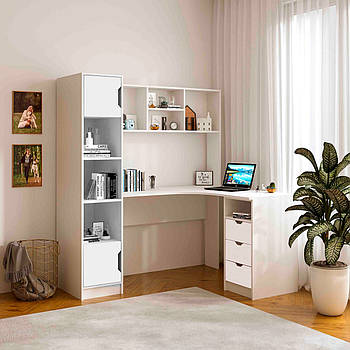 Кутовий письмовий стіл Тінейджер із вмонтованим пеналом, поличкою та шухлядами