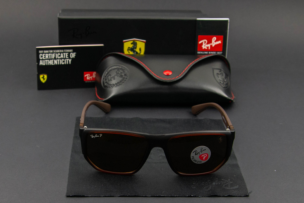 Сонцезахисні окуляри RAY BAN Ferrari поляризаційні UV400 (арт. RB4609) коричневі/матова оправа