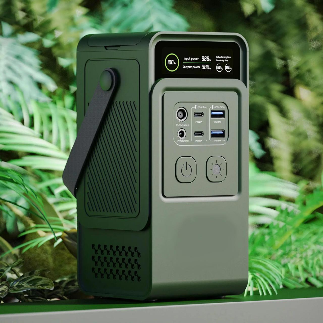 Повербанк Etupower AP200L 60000mAh PD140W з висувною підсвіткою, зарядна станція 192Wh, зелений