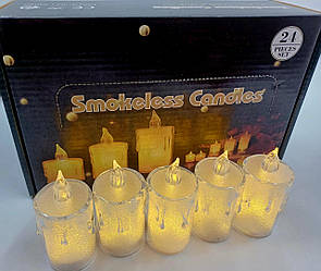 Свічка лед 8*3,5 см на батарейках біла 24шт ціна за 1 уп.