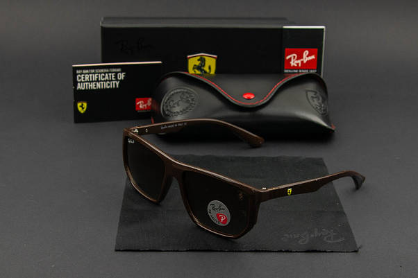 Сонцезахисні окуляри RAY BAN Ferrari поляризаційні UV400 (арт. RB4609) коричневі/ глянсова оправа, фото 3