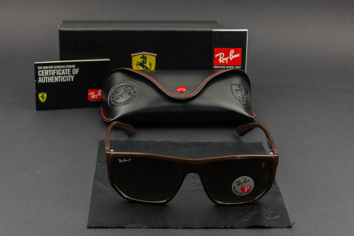 Сонцезахисні окуляри RAY BAN Ferrari поляризаційні UV400 (арт. RB4609) коричневі/ глянсова оправа, фото 1