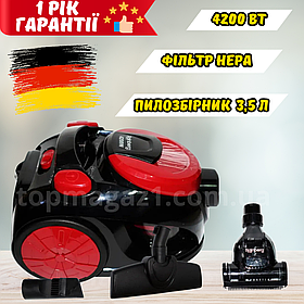 Контейнерний циклонний пилосос 4200 Вт Rainberg пилосос безмішковий 3.5 л з турбощіткою колбовий зі шнуром 3.2 м