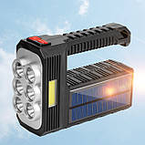 Ліхтар акумуляторний світлодіодний з сонячною панеллю LED + SOLAR, переносний ручний ліхтар ST11, фото 4