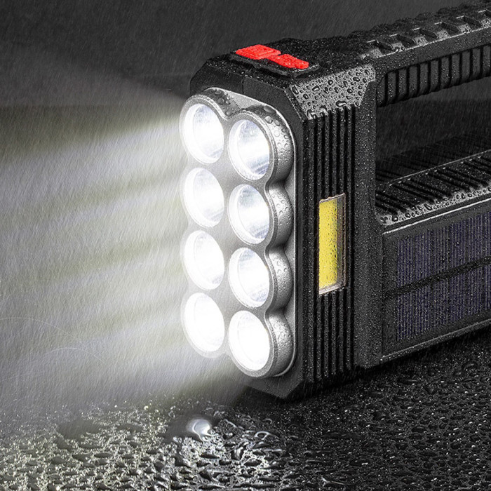 Ліхтар акумуляторний світлодіодний з сонячною панеллю LED + SOLAR, переносний ручний ліхтар ST11, фото 1