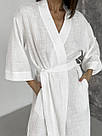 Халат МУСЛІНОВИЙ жіночий ДОВГИЙ DUNA COSY БІЛИЙ M91W, фото 6