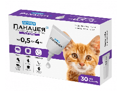 Краплі протипаразитарні Superium Панацея для котів 0,5 до 4 кг, (1 п. в уп.)