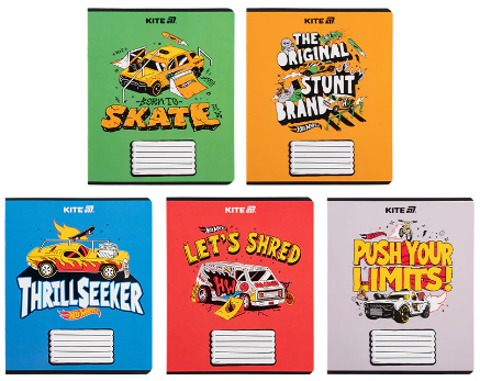 Зошит 18арк. кліт. "Kite" гібрид лак + УФ лак Hot Wheels №HW25-236(20)(400), фото 1