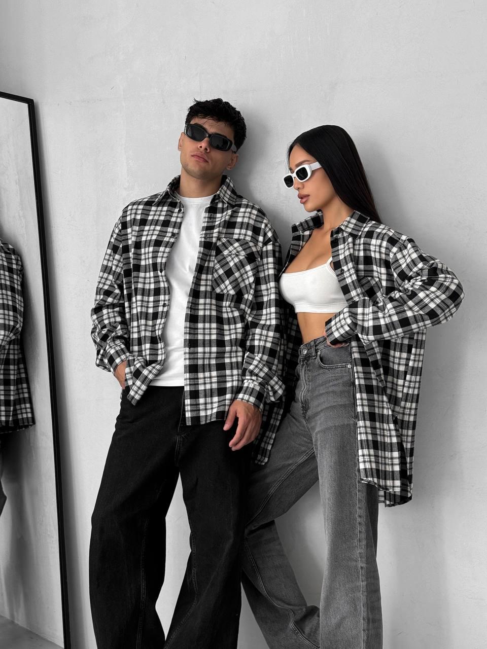 Жіноча та чоловіча сорочка у стилі family look з легкої приємної до тіла тканини тіар діагональ