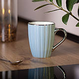 Чашка керамічна 400 (мл) зы сріблястим обідком та ручкою Блакитна RX-N231315BL, фото 4