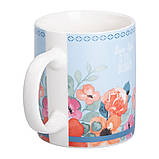 Чашка керамическая с цветочным принтом 400 (мл) Голубая Lugi, фото 2