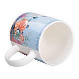 Чашка керамическая с цветочным принтом 400 (мл) Голубая Lugi, фото 3